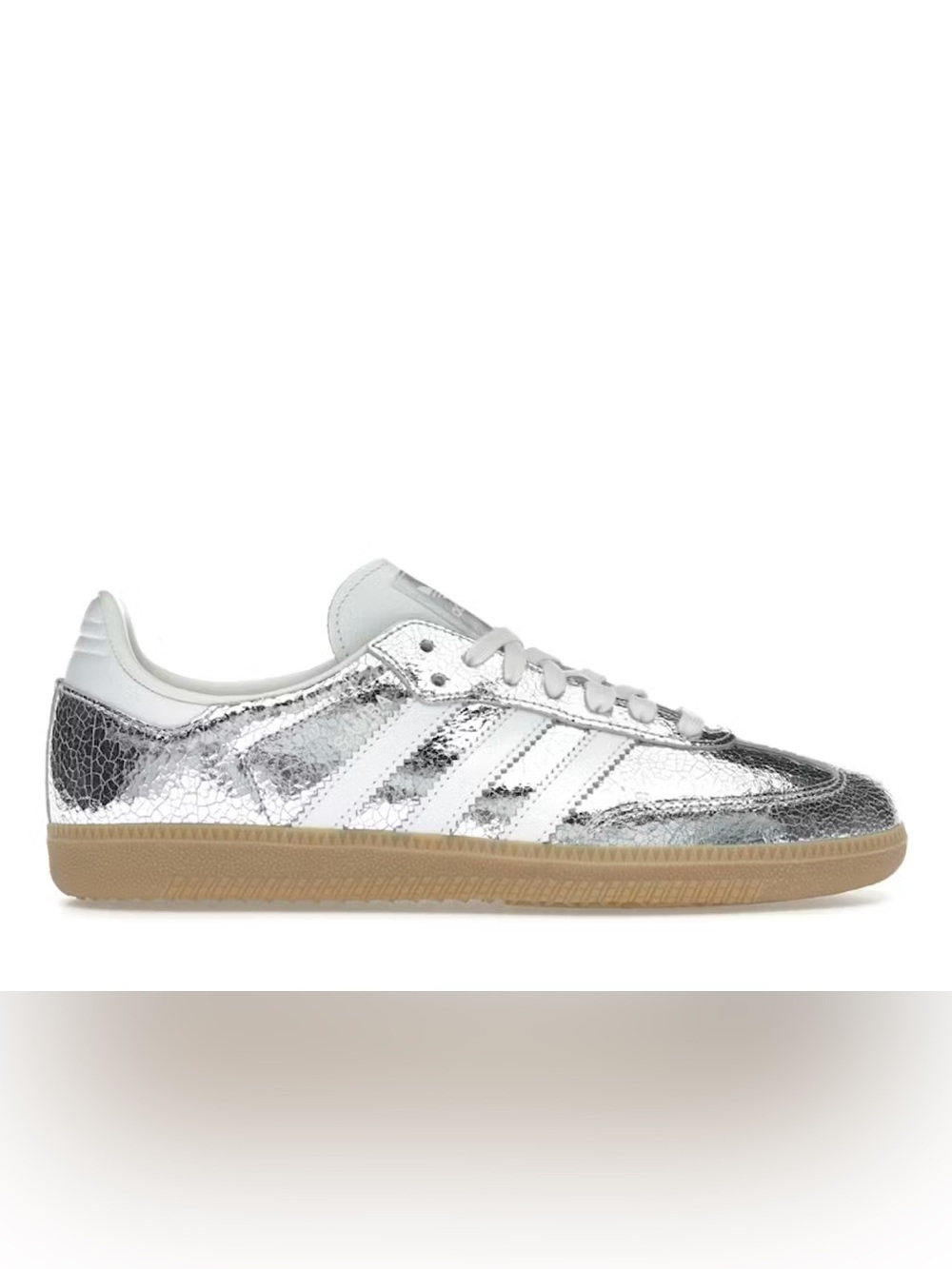 adidas Samba OG- Silver Metallic Cracked Leather